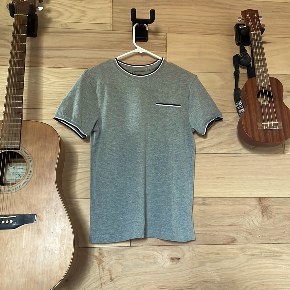 Plain Grey Striped Tee